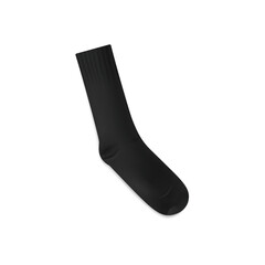 Classic length black realistic sock template, vector illustration