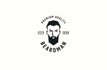 Beard man logo icon design template flat vector illustration