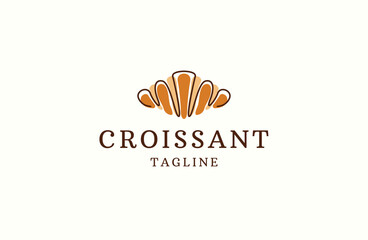 Croissant food logo icon design template flat vector illustration