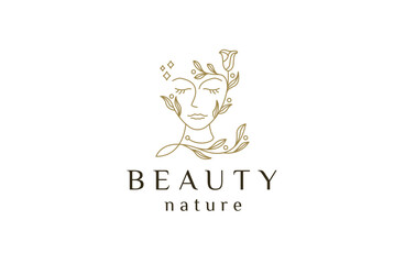 Woman beauty face logo icon design template flat vector illustration