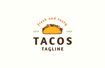 Tacos food logo icon design template flat vector illustration