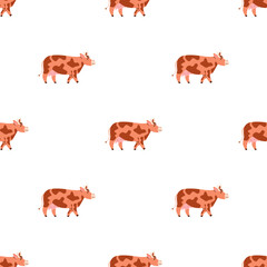 Children s seamless pattern with a cow on a white background. Perfect for kids clothing, fabric, textiles, baby jewelry, wrapping paper.