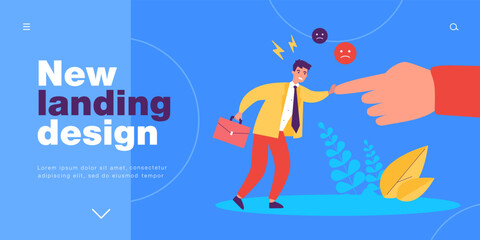 Angry fight for rights and freedom of tiny strong businessman. Man stopping hand of boss flat vector illustration. Revolution, leadership, power concept for banner, website design or landing web page