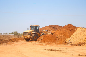 Excavators, Bulldozer on the workplace