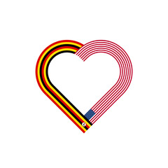 unity concept. heart ribbon icon of uganda and united states flags. vector illustration isolated on white background