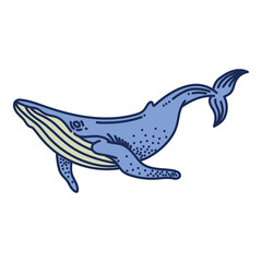 whale sealife retro style