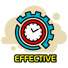 time for action. effective sticker design in flat color.