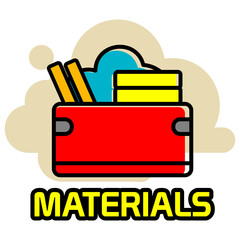 materials icon. materials sticker design in flat color.
