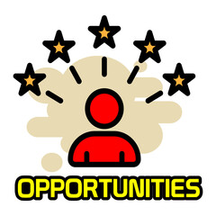 opportunities icon. opportunities sticker design in flat color.