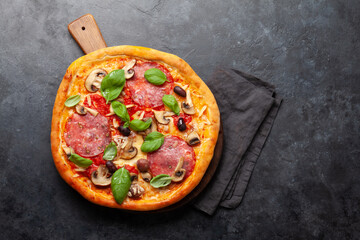 Italian cuisine. Pepperoni pizza