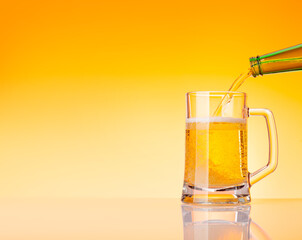 Beer bottle and glass