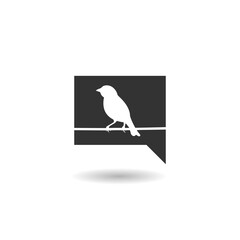 Bird inside speech bubble icon with shadow