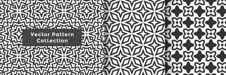 Fototapeta premium Abstract geometric easy seamless stylish pattern set. random creative vector symbols textures