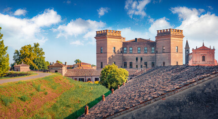 Gorgeous summer view of Castle of Mesola. Spectacular morning cityscape of Mesola town, Italy,...