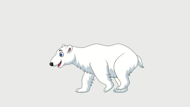 Cartoon polar bear walking animation 