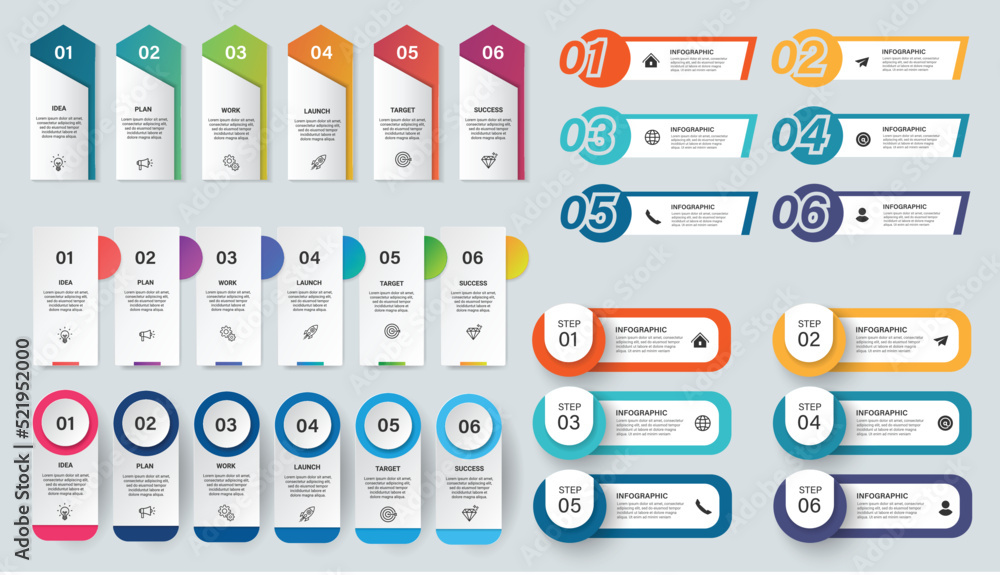 Poster collection of business infographic design template with options, steps or processes. can be used for