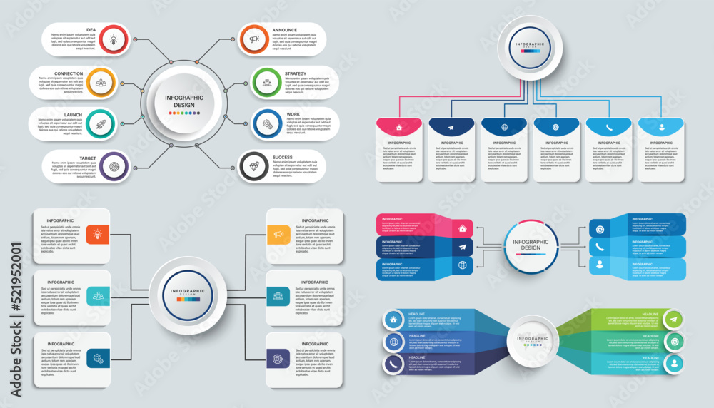 Leinwandbilder collection of business infographic design template with options, steps or processes. can be used for