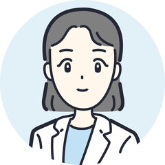 ポジティブな表情の女性医師の丸アイコン素材