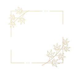 シンプルな秋のボタニカルフレーム素材　紅葉　正方形