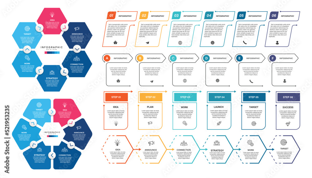 Poster collection of business infographic design template with options, steps or processes. can be used for