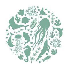 Aesthetic modern art, minimalist round composition, .fancy illustration