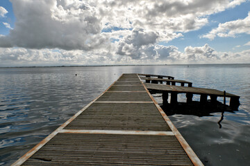 pier the ria de aveiro at sunrise, aveiro, portugal