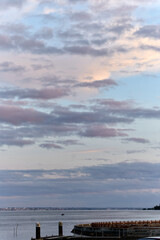 sunrise in autumn over the ria de aveiro, portugal