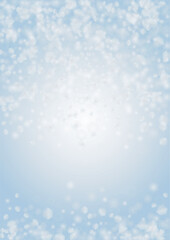 Vector Magical Glowing Background with Silver and Purple Falling Hexagon on Blue. Falling Snow. Glittery Confetti Frame. Christmas and New Year Design. Winter Sky with Bokeh Snowfall.