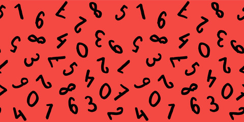 template with the image of keyboard symbols. a set of numbers. Surface template. Red background. Banner for insertion into site.