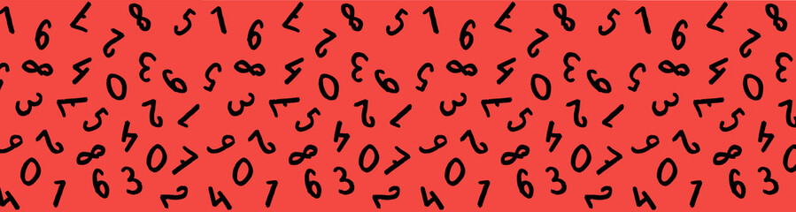 template with the image of keyboard symbols. a set of numbers. Surface template. Red background. Banner for insertion into site.