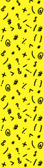 pattern with the image of keyboard symbols. Punctuation marks. Template for applying to the surface. yellow background. Vertical banner for insertion into site.