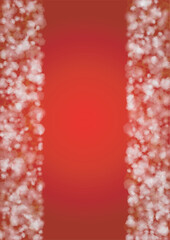 Vector Merry Christmass and New Year Glitter Snowfall Background. White and Silver Defocused Light Spots on Red Gradient. Magic Fantasy Bokeh Glowing Design. Falling Snow Effect. Festive Frame Design