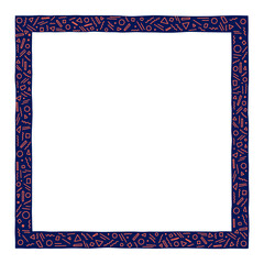 Decorative frame with geometric shapes of circles, triangles, rectangles, curves and more. Perfect as a photo frame, for scrapbooking, postcards, posters, invitation cards. 