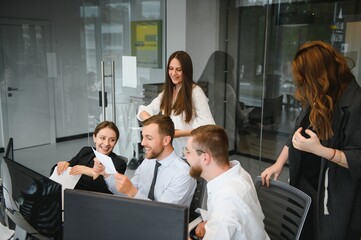 Business people working on project in office