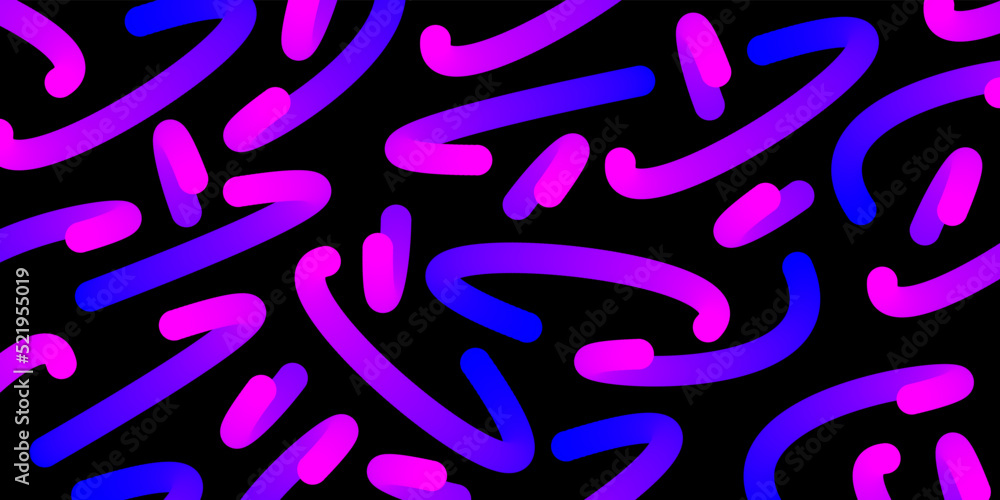 Poster abstract black background with neon gradient curved lines. modern vector illustration.