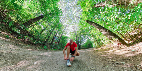 Running Man enjoy his sport session at the Bavarian Forest nature