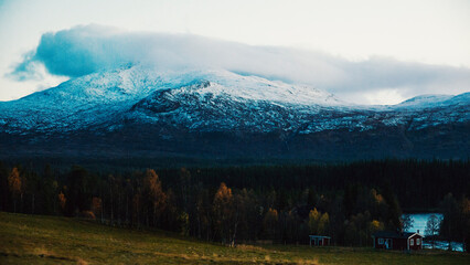 A lone mountain view on roadtrip, Sweden-Norway