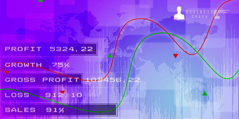 2d rendering Stock market online business concept. business Graph 