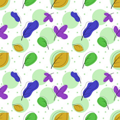 Seamless pattern with different leaves. Modern design for paper, fabric, interior decor