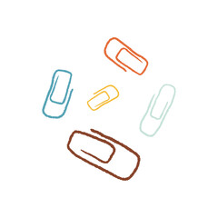Colorful paper clips illustranion. Color clips on white background.