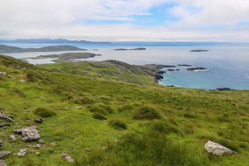 scenic view of the ocean, bays and scenery at the ring of kerry as part of the wild atlantic way in Ireland