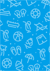 Beach and summer pattern background for graphic design.A-size vertical.