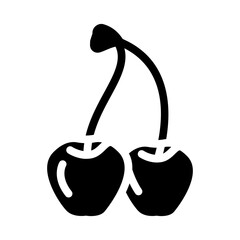 two cherries branch glyph icon vector. two cherries branch sign. isolated symbol illustration