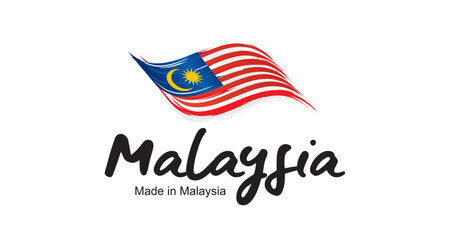 Made in Malaysia handwritten flag ribbon typography lettering logo label banner