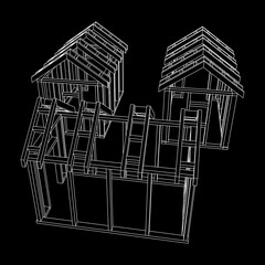 Building object or framing house. Greenhouse construction frame.