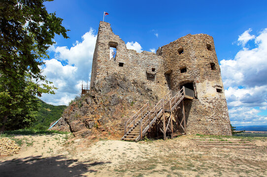 Ruin of castle Reviste near river Hron, Slovakia