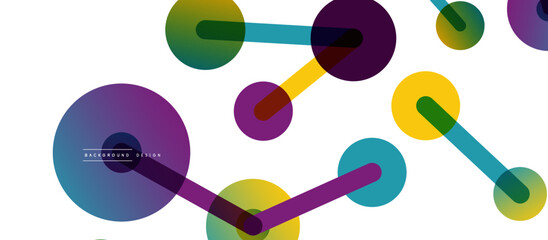 Abstract background. Round dots connected by lines. Trendy techno business template for wallpaper, banner, background or landing