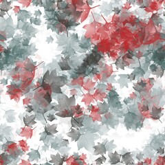 Red and grey leaves. Seamless background. Autumn foliage pattern.