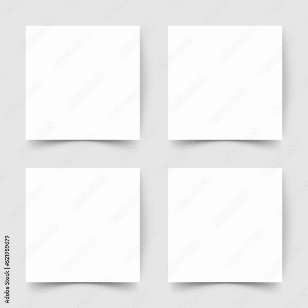 Poster square web banners with shadow set. white paper card template. realistic vector mockup