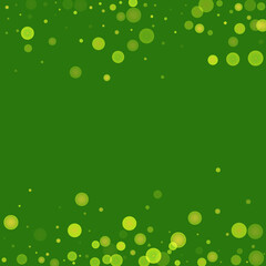 Green glitter on a green background. Explosion of confetti. Vector festive background. Summer, spring print. Abstract element of design for new year, christmass, birthday, wedding card, banner, poster